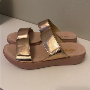 Alegria Bryce Rose Gold Slide Sandals